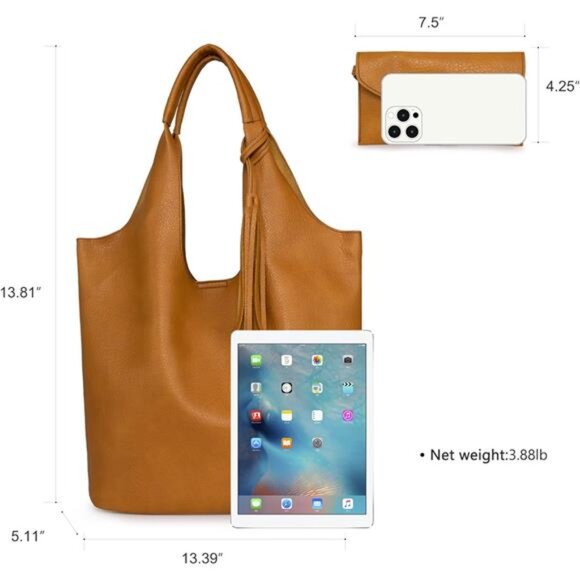 Slouchy Hobo Bags for Women Tawny Brown - Picture 6 of 6